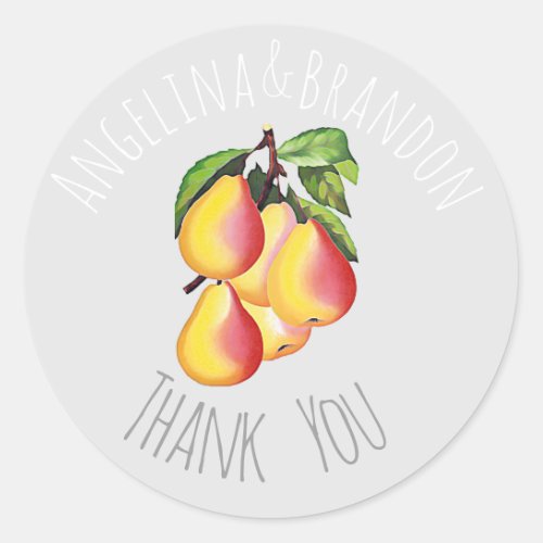 Vintage pears for weddings _ Thank you Classic Round Sticker