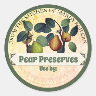 Vintage pears from the kitchen of canning label