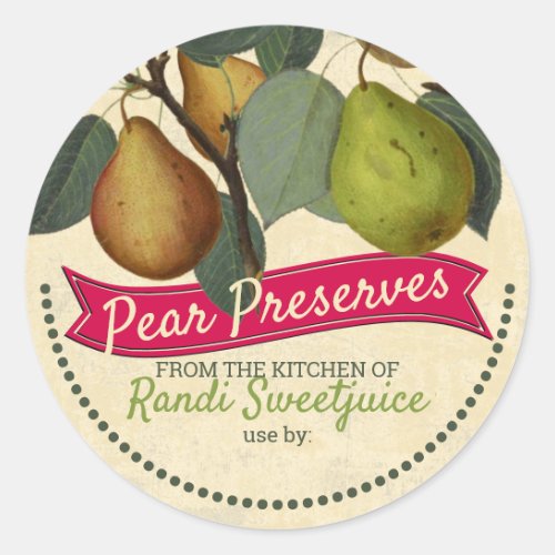 Vintage pears jam preserves home canning label