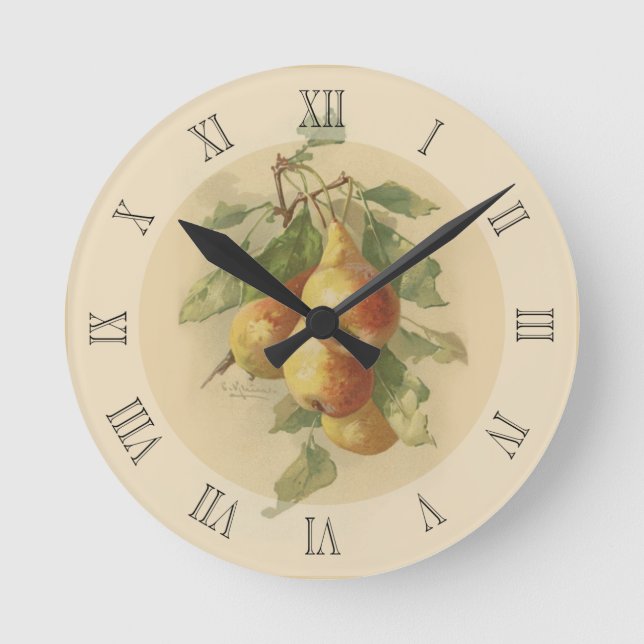 Vintage pears round clock (Front)