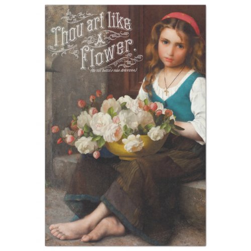 Vintage Peasant Girl with Roses Decoupage Tissue Paper