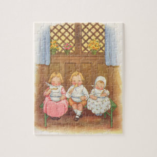 Vintage Pease Porridge Hot Childrens Nursery Rhyme Jigsaw Puzzle