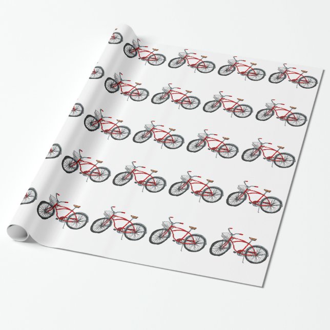 Vintage Pedal Power Bicycle Drawing Wrapping Paper (Unrolled)