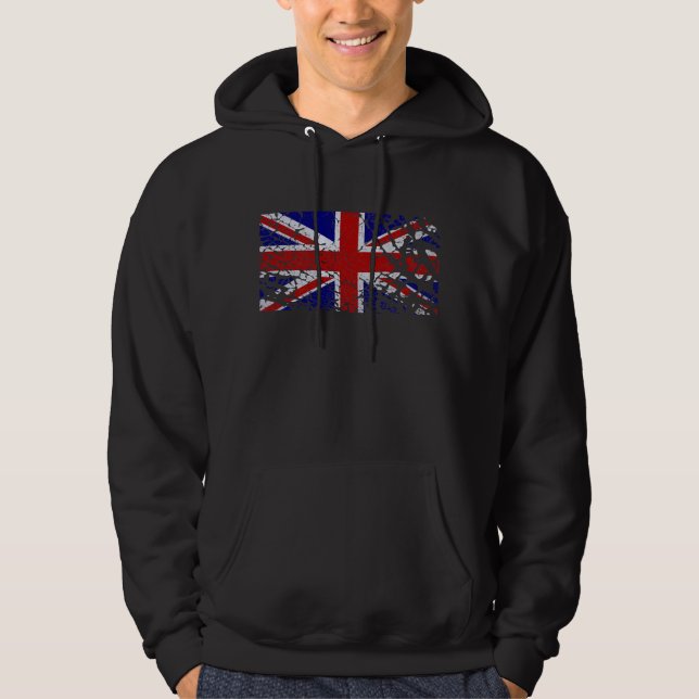 Vintage Peeling Paint Union Jack Flag Hoodie (Front)