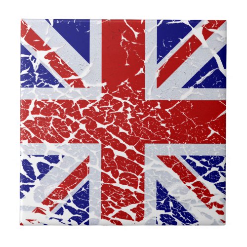 Vintage Peeling Paint Union Jack Flag Tile