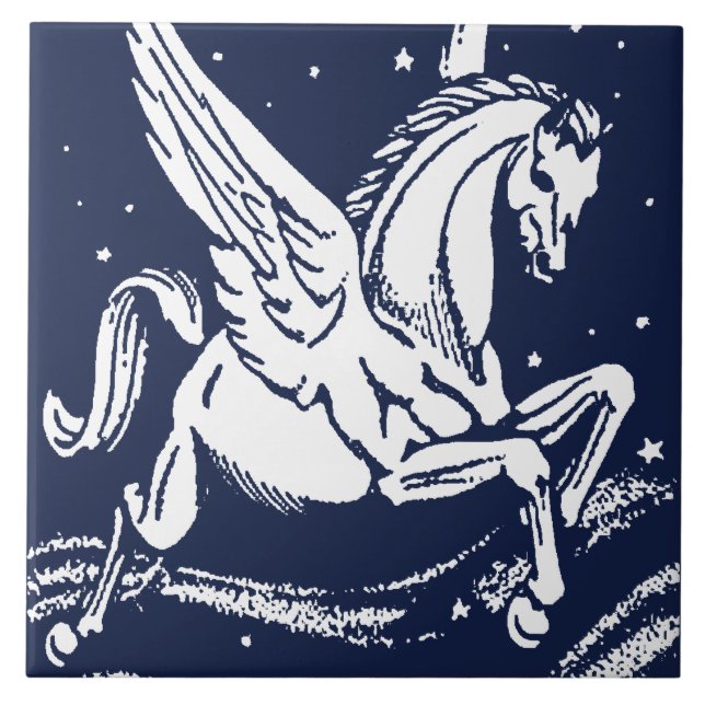 Vintage Pegasus Winged Horse Ceramic Tile (Front)