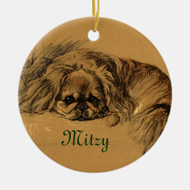 Vintage Pekingese Christmas Ornaments (Front)