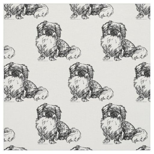 Vintage Pekingese Sketch Fabric