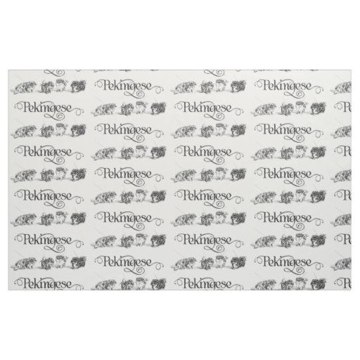Vintage Pekingese Sketch Fabric