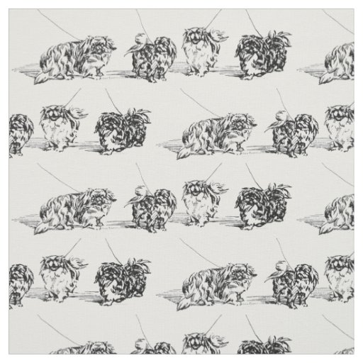 Vintage Pekingese Sketch Fabric
