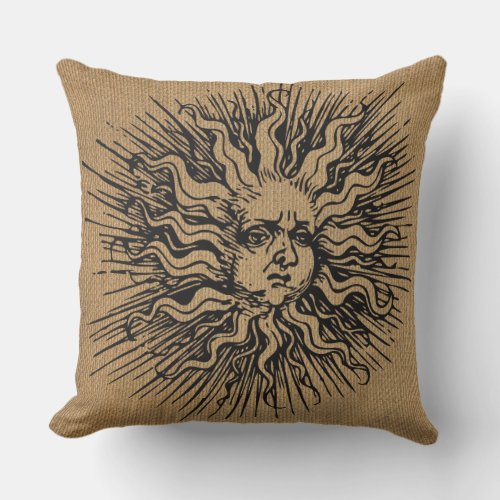 VINTAGE PEN AND INK DRAWING ON SACK Throw Cushion