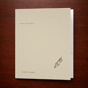 Vintage Pen nib- Dark Academia Minimalist Library  Pocket Folder