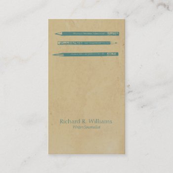 Vintage Pencils Blue Business Card by MarceeJean at Zazzle