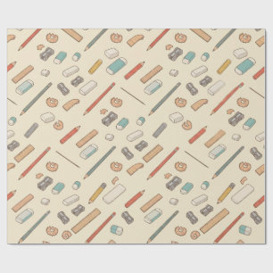 Vintage Pencils & Erasers Wrapping Paper