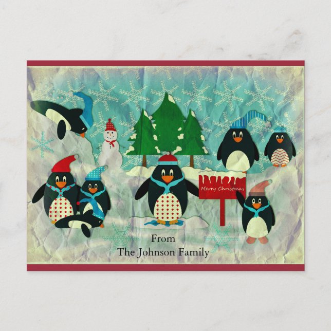 Vintage Penguin Christmas Postcard (Front)