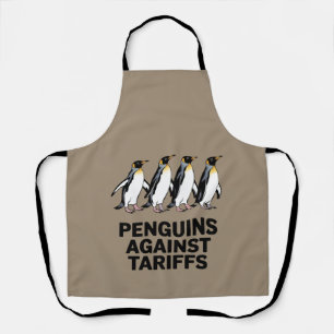 Vintage Penguins Protest Against Tariffs Funny  Apron