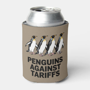 Vintage Penguins Protest Against Tariffs Funny  Can Cooler