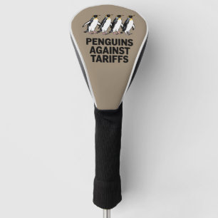 Vintage Penguins Protest Against Tariffs Funny Golf Head Cover