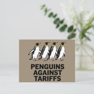 Vintage Penguins Protest Against Tariffs Funny Postcard