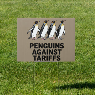 Vintage Penguins Protest Against Tariffs Funny Sign