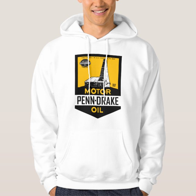 Vintage Penn Drake Motor Oil sign Hoodie (Front)