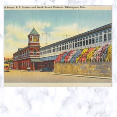 Vintage Penna RR Station Wilmington Delaware Postc Postcard