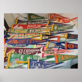 Vintage Pennants (Gettysburg, Niagra Falls, MORE) Poster