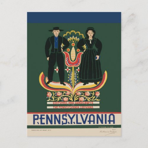 Vintage Pennsylvania Amish Costumes  Crafts Postcard