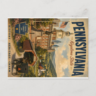 Vintage Pennsylvania Keystone State Scenic Postcar Holiday Postcard