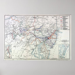 Vintage Pennsylvania Railroad Route Map Poster