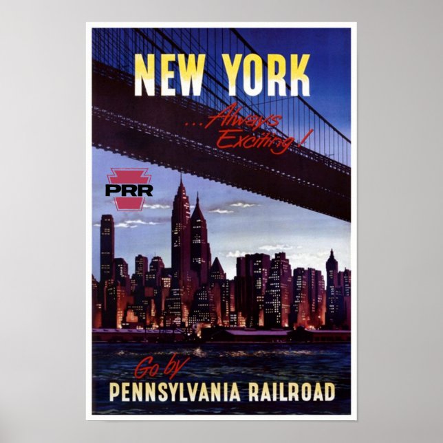 Vintage Pennsylvania Railroad to New York Poster (Front)