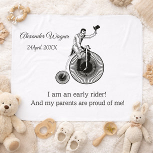 Vintage Penny Farthing Baby Birth Blanket Design