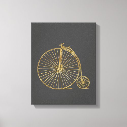 Vintage Penny Farthing Bike Black Gold Glitter  Canvas Print