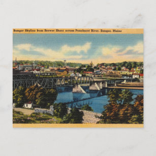 Vintage Penobscot River, Bangor, Maine Postcard