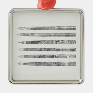 Vintage Pens Newspaper Art Illustration Metal Ornament