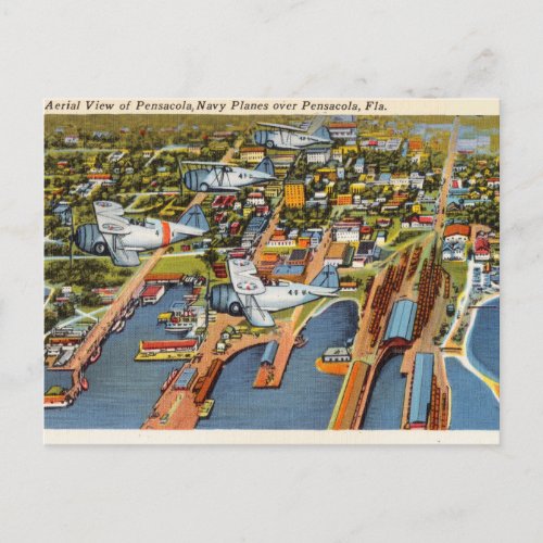 Vintage Pensacola Aerial View of Florida Postcard