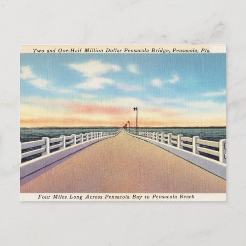 Vintage Pensacola Bridge Florida Postcard