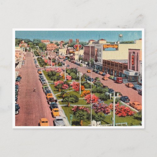 Vintage Pensacola Florida Palafox Street Scene Postcard