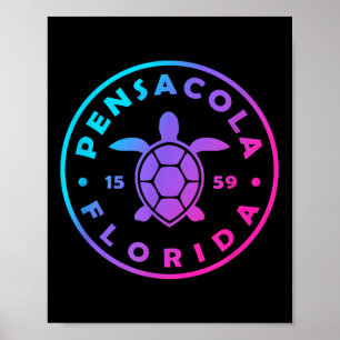 Vintage Pensacola Florida Sea Turtle Tie Dye Beach Poster