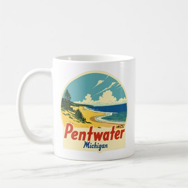 Vintage Pentwater Michigan  Coffee Mug (Left)