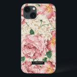 Vintage Peonies and Hydrangeas Pattern iPad Case<br><div class="desc">Elegant iPad air case featuring vintage illustrations of blush pink roses and peonies with ivory hydrangeas. This design is available in variety products.</div>