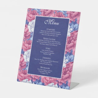 Vintage Peonies Floral Backyard Wedding Pedestal Sign