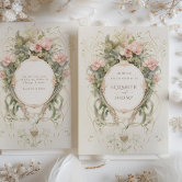Rococo-Inspired Hibiscus Pastel Botanical Wedding Invitation