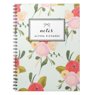 Vintage Peonies Pattern Personalized Notebook
