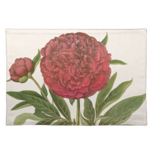 Vintage Peonies, Peony Flowers by Basilius Besler Cloth Placemat