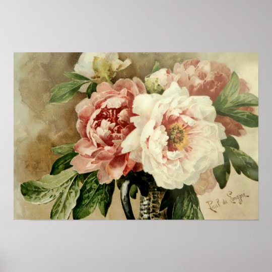 Vintage Peonies Poster | Zazzle.com