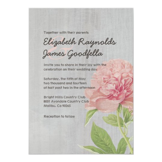 Vintage Peony Wedding Invitations 5