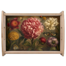 Vintage Peony and Butterfly Botanical Oil Painting