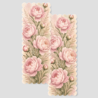 Vintage Peony Botanical Glossy Bookmark