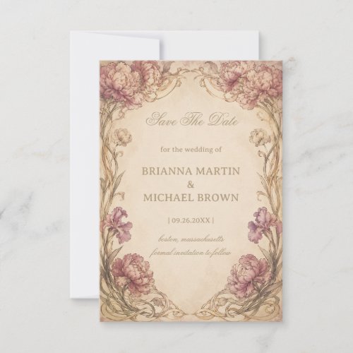 Vintage Peony Botanical Save The Date